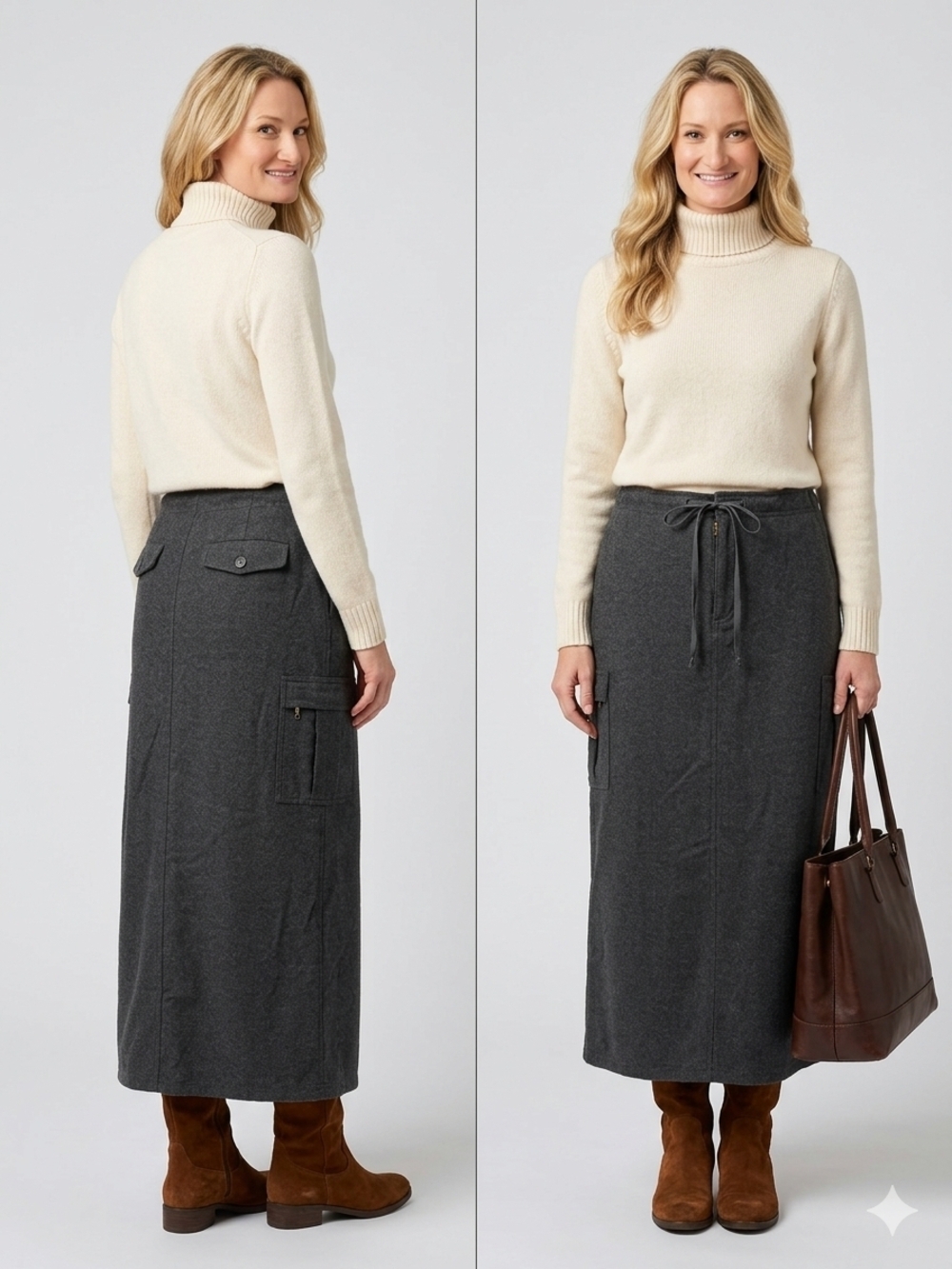 Eddie Bauer Vintage Wool Cargo Maxi Skirt - Lined - 12